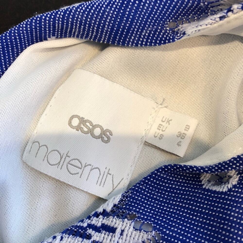 ASOS Maternity blue white floral crochet overlay dress size 4 - Picture 9 of 12
